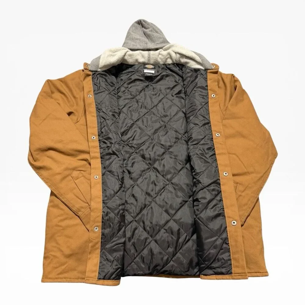 Dickies Quilted Lined Duck Canvas Woven Brown Shirt Jacket Boys size XL 16Y NWT